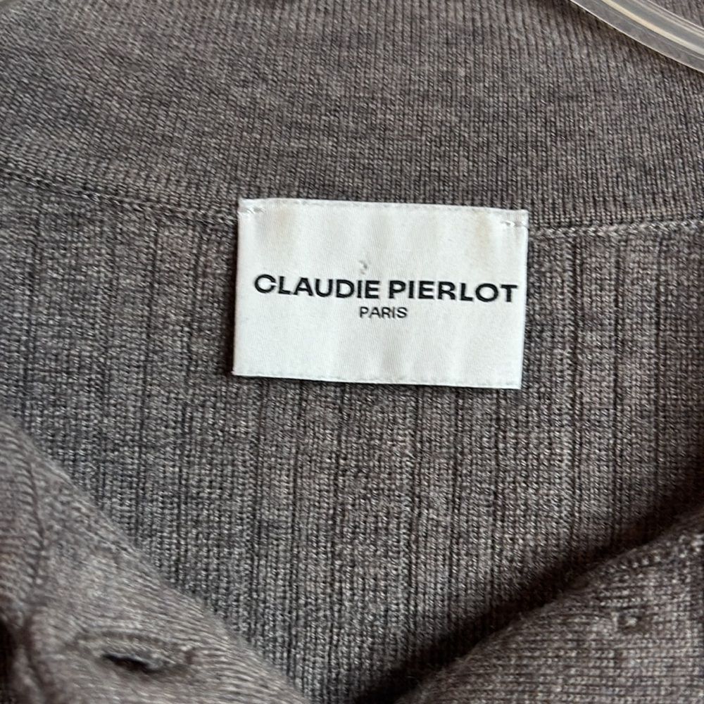 EUC CLAUDIE PIERLOT Women's Muted Brown Knit Set top size L pants size M - Picture 6 of 14
